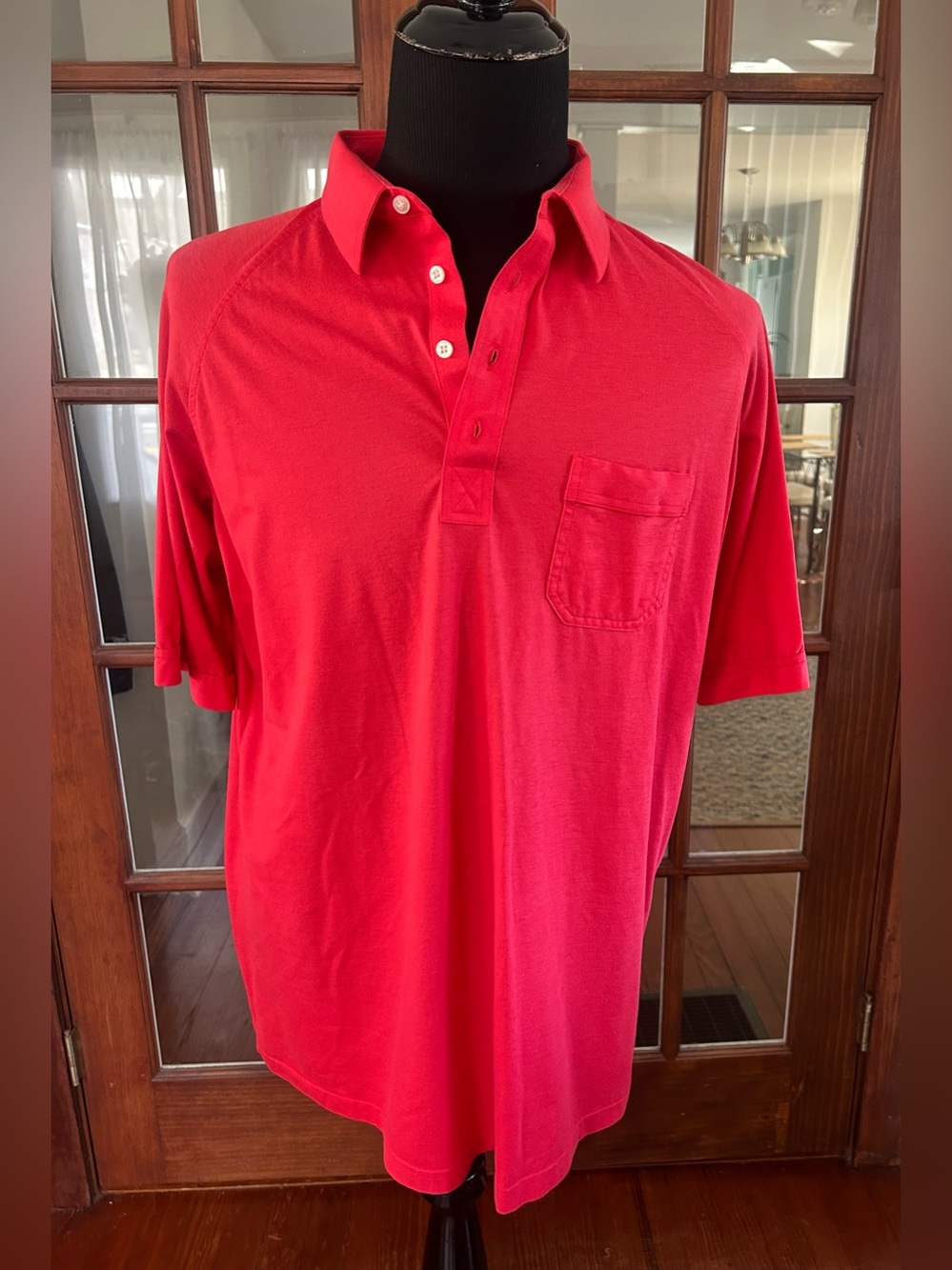 Vintage Tournament by Arrow Polo Shirt Mens XL Red Pocket 1980's 1990's